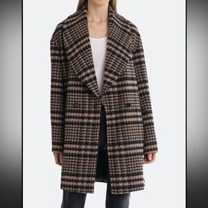 Avec Lea Filles Shawl Collar Wool Blend Coat Women’s Large Houndstooth
